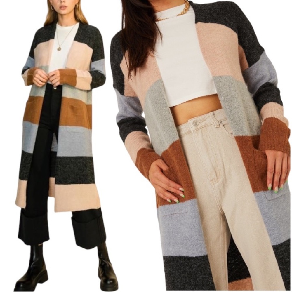 Colorblock Duster Cardigan - M